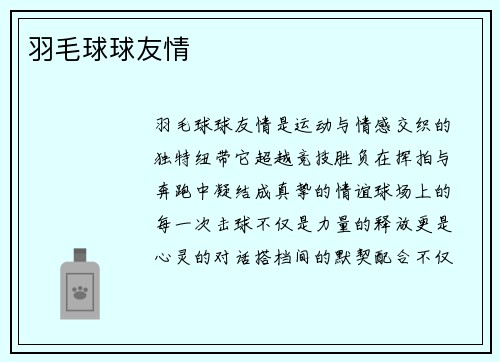 羽毛球球友情